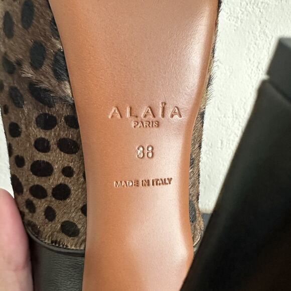 Alaïa Pony hair Oxford Stiletto Booties EU 38 Leather Leopard print Platform - Picture 2 of 11